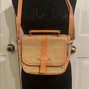 J McLaughlin Elegant Tan and Brown Crossbody Bag